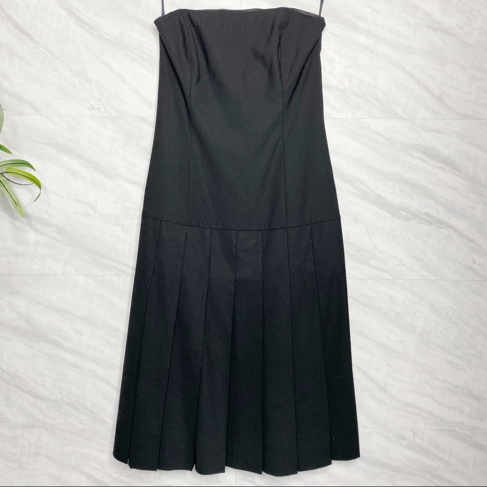 Theory Strapless Pleated Dress 0